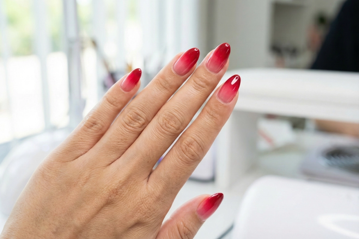 美甲師證照考試-紅色凝膠漸層